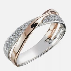 Multi-Styles Two Tone 925 Silver Rings Women White